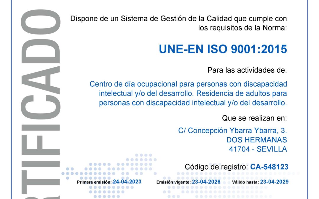 Renovación Certificación de Calidad